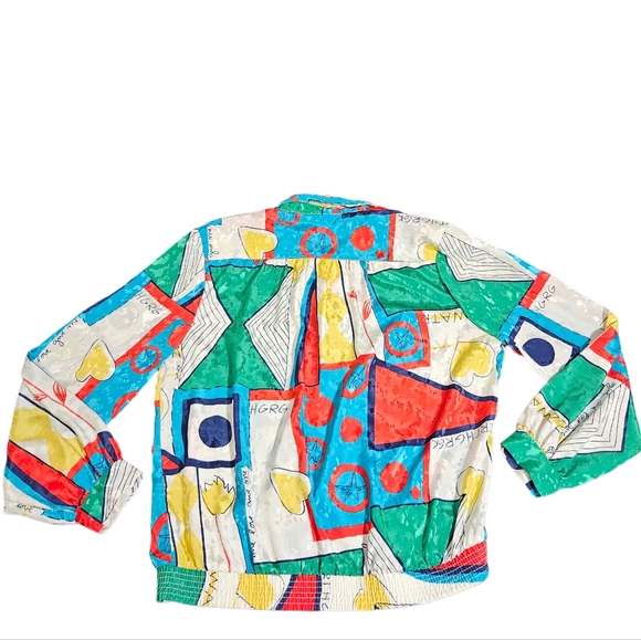 Vintage Ridge T Women's Blouse Long Sleeve Shirt Padded Shoulders Collared 90s - Picture 2 of 9